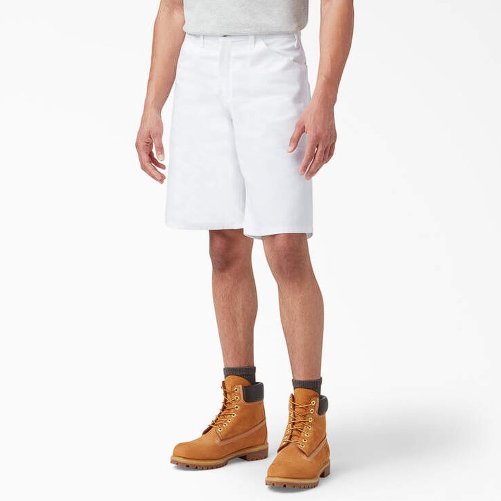 DICKIES Men's Relaxed Fit Carpenter Painter Shorts Size 34 White